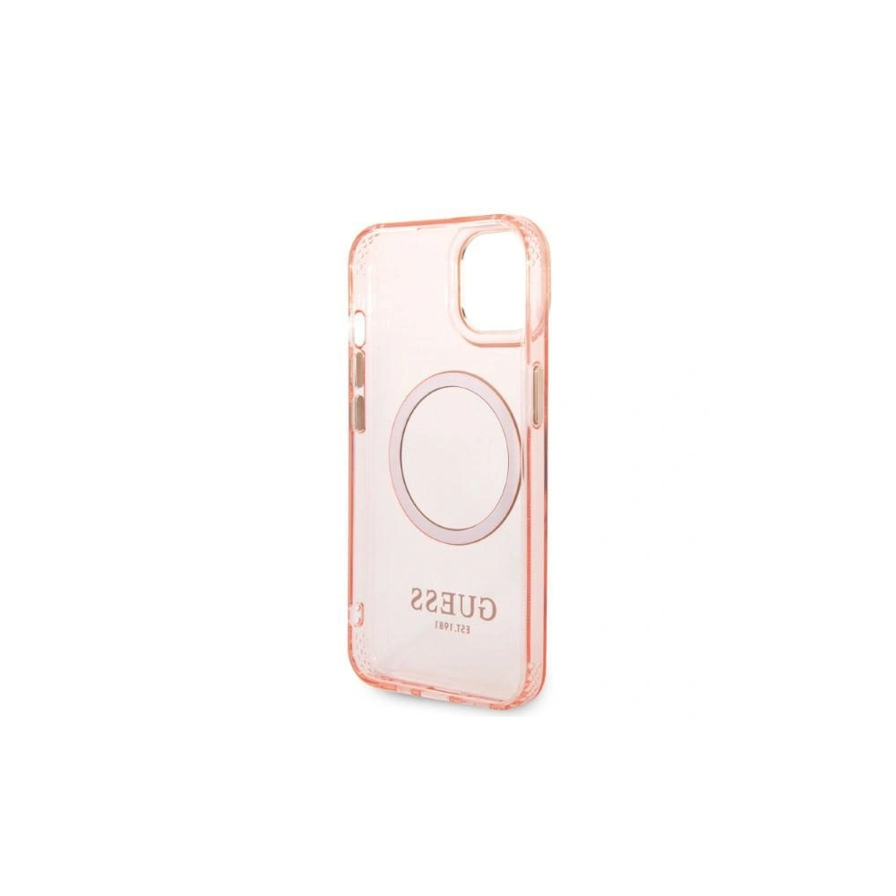 Etui Guess GUHMP14MHTCMP Apple iPhone 14 Plus / 15 Plus różowy/pink hard case Gold Outline Translucent MagSafe