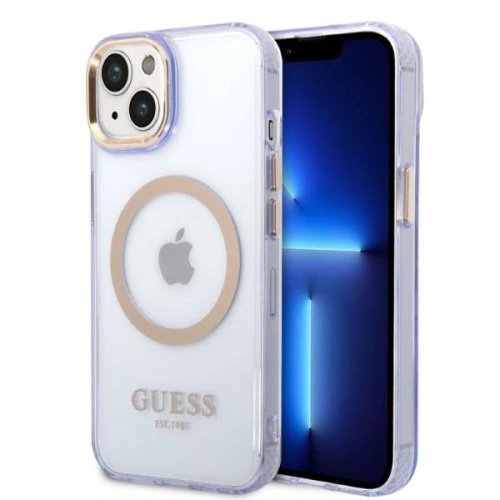 Kup Etui Guess GUHMP14SHTCMU Apple iPhone 14 purpurowy/purple hard case Gold Outline Translucent MagSafe - GUE2321 - {ean13} - Sklep Home Screen