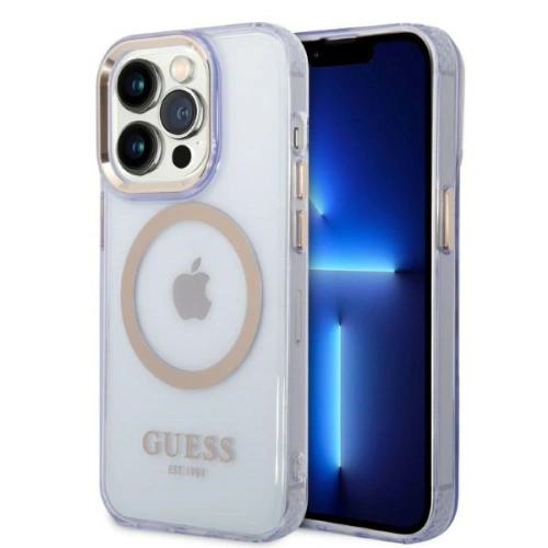 Kup Case Guess GUHMP14XHTCMU Apple iPhone 14 Pro Max lila/purple Hartschale Gold Outline Translucent MagSafe - GUE2322 - {ean13} - Sklep Home Screen