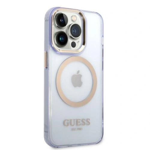 Kup Case Guess GUHMP14XHTCMU Apple iPhone 14 Pro Max lila/purple Hartschale Gold Outline Translucent MagSafe - GUE2322 - {ean13} - Sklep Home Screen