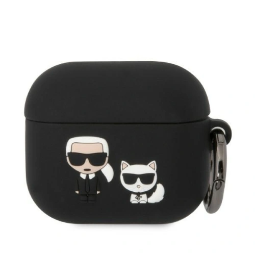 Kup Etui Karl Lagerfeld KLACA3SILKCK Apple AirPods 3 cover negru/black Silicon Karl & Choupette - KLD1297 - {ean13} - Sklep Home Screen