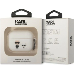 Buy Karl Lagerfeld KLACAPSILKCW Apple AirPods Pro cover white Silicone Karl & Choupette - KLD1298 - {ean13} - Home Screen Store Europe