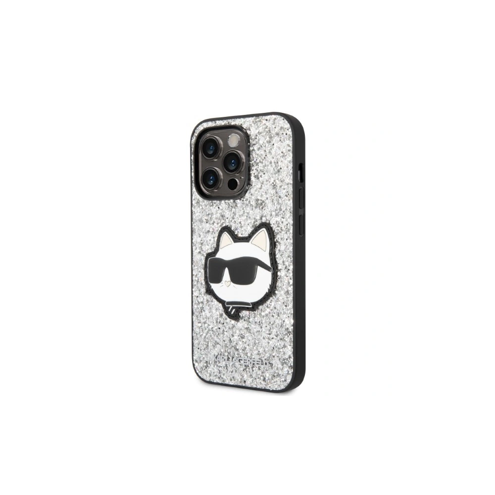 Etui Karl Lagerfeld KLHCP14LG2CPS Apple iPhone 14 Pro srebrny/silver hardcase Glitter Choupette Patch