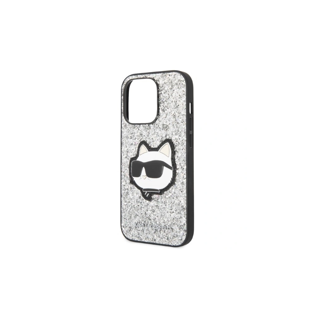 Etui Karl Lagerfeld KLHCP14LG2CPS Apple iPhone 14 Pro srebrny/silver hardcase Glitter Choupette Patch