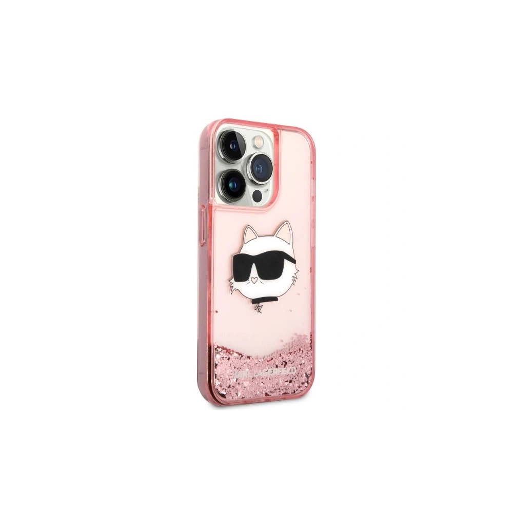 Etui Karl Lagerfeld KLHCP14LLNCHCP Apple iPhone 14 Pro różowy/pink hardcase Glitter Choupette Head