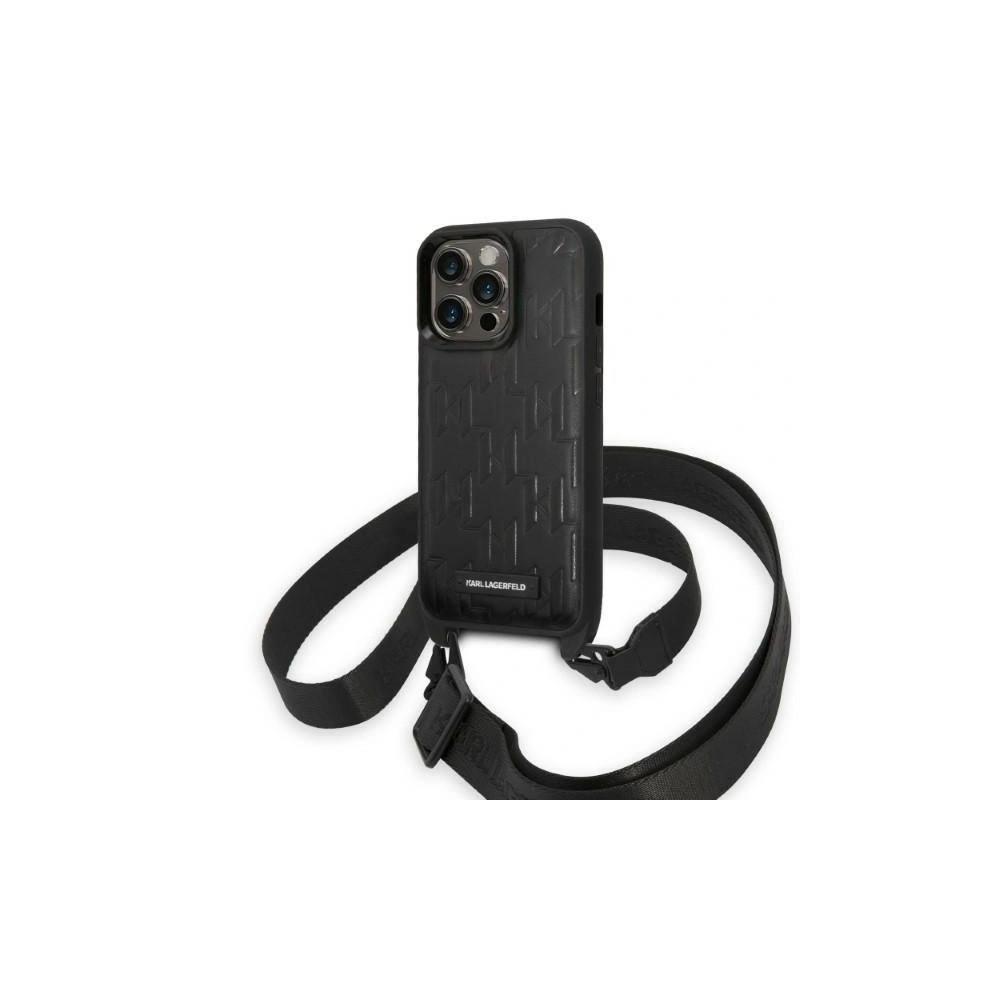 Etui Karl Lagerfeld KLHCP14LSTMMK Apple iPhone 14 Pro hardcase czarny/black Monogram Plaque Logo Strap