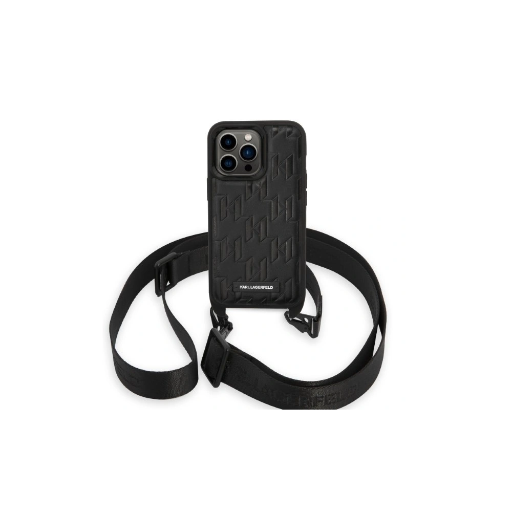 Etui Karl Lagerfeld KLHCP14LSTMMK Apple iPhone 14 Pro hardcase czarny/black Monogram Plaque Logo Strap