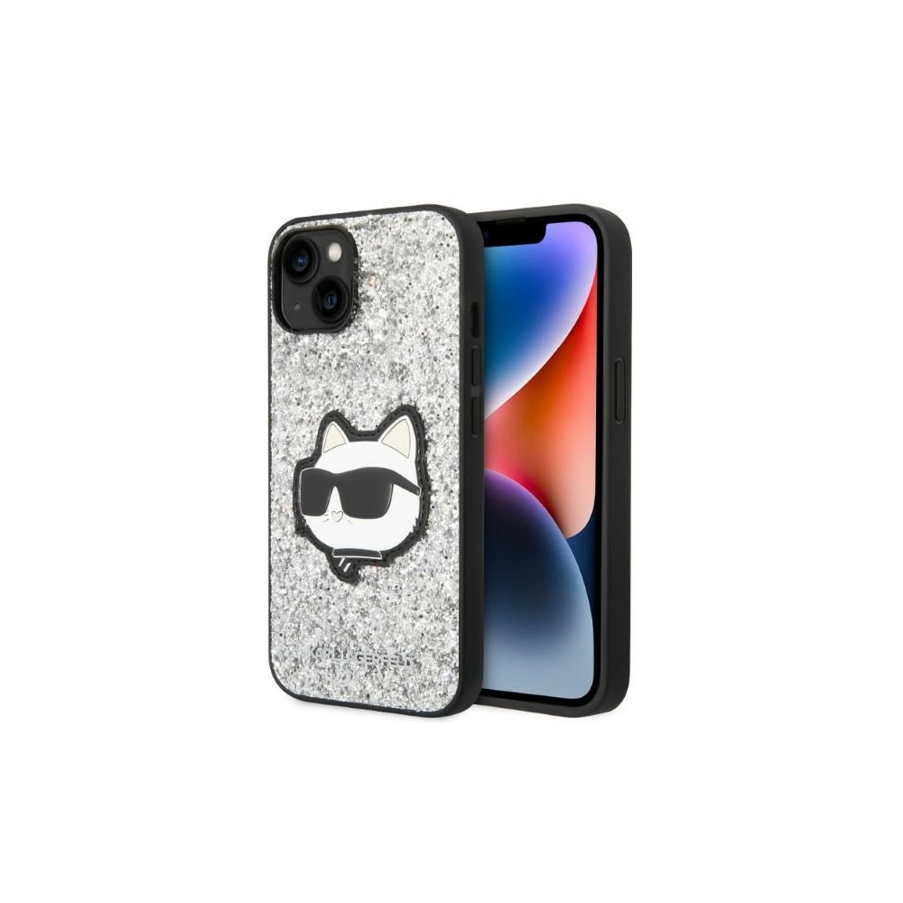 Etui Karl Lagerfeld KLHCP14MG2CPS Apple iPhone 14 Plus / 15 Plus srebrny/silver hardcase Glitter Choupette Patch