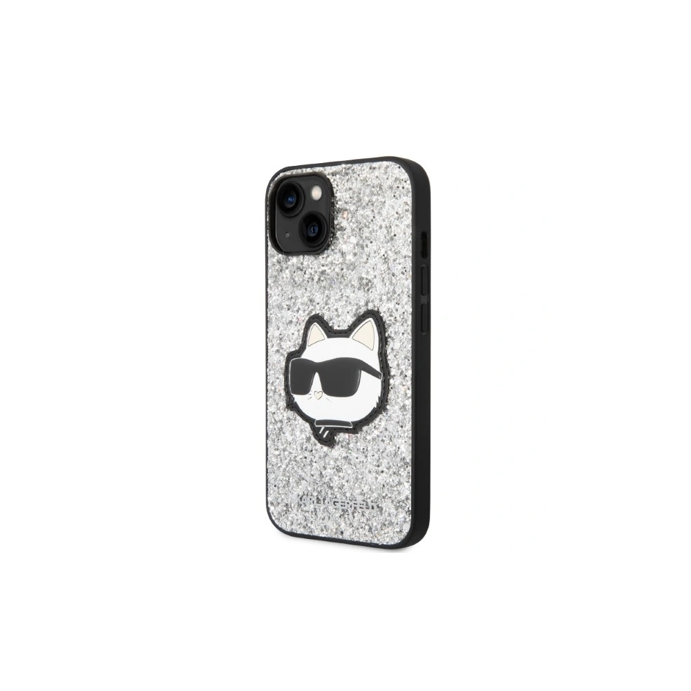 Etui Karl Lagerfeld KLHCP14MG2CPS Apple iPhone 14 Plus / 15 Plus srebrny/silver hardcase Glitter Choupette Patch