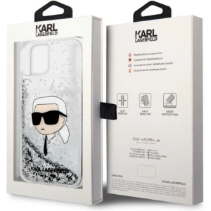Etui Karl Lagerfeld KLHCP14MLNKHCH Apple iPhone 14 Plus / 15 Plus srebrny/silver hardcase Glitter Karl Head