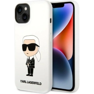 Etui Karl Lagerfeld KLHCP14MSNIKBCH Apple iPhone 14 Plus / 15 Plus hardcase biały/white Silicone Ikonik