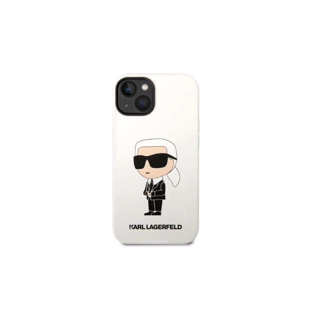 Etui Karl Lagerfeld KLHCP14MSNIKBCH Apple iPhone 14 Plus / 15 Plus hardcase biały/white Silicone Ikonik