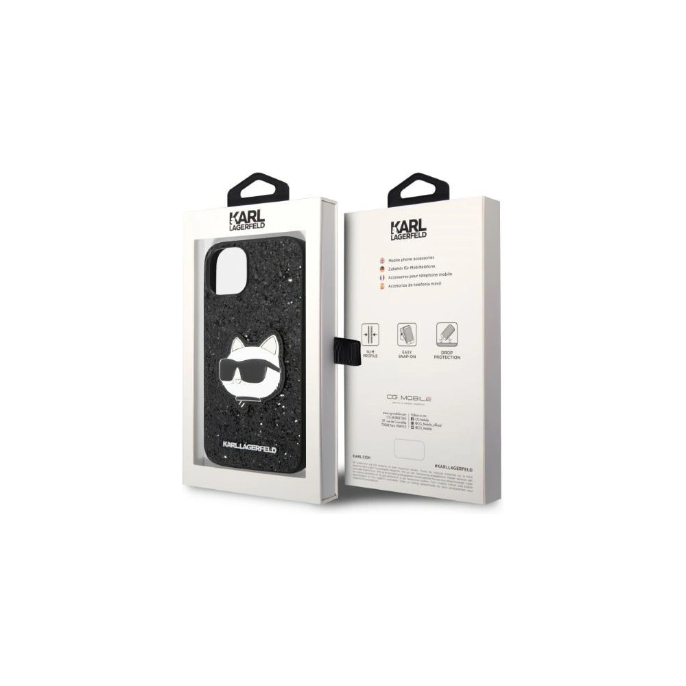 Etui Karl Lagerfeld KLHCP14SG2CPK Apple iPhone 14 czarny/black hardcase Glitter Choupette Patch