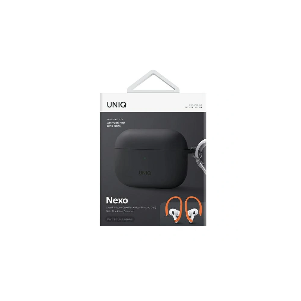 Etui UNIQ Nexo Apple AirPods Pro 2 + Ear Hooks Silicone szary/charcoal grey