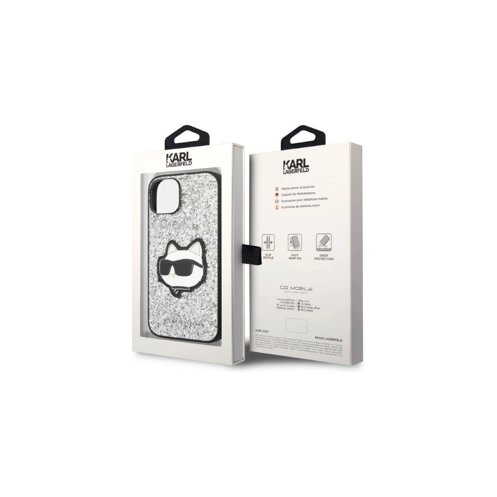 Etui Karl Lagerfeld KLHCP14SG2CPS Apple iPhone 14 srebrny/silver hardcase Glitter Choupette Patch
