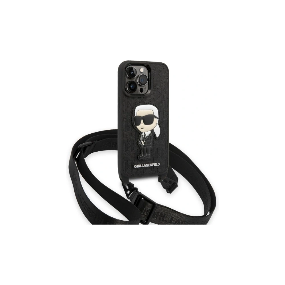 Etui Karl Lagerfeld KLHCP14XSTKMK Apple iPhone 14 Pro Max czarny/black hardcase Monogram Ikonik Patch