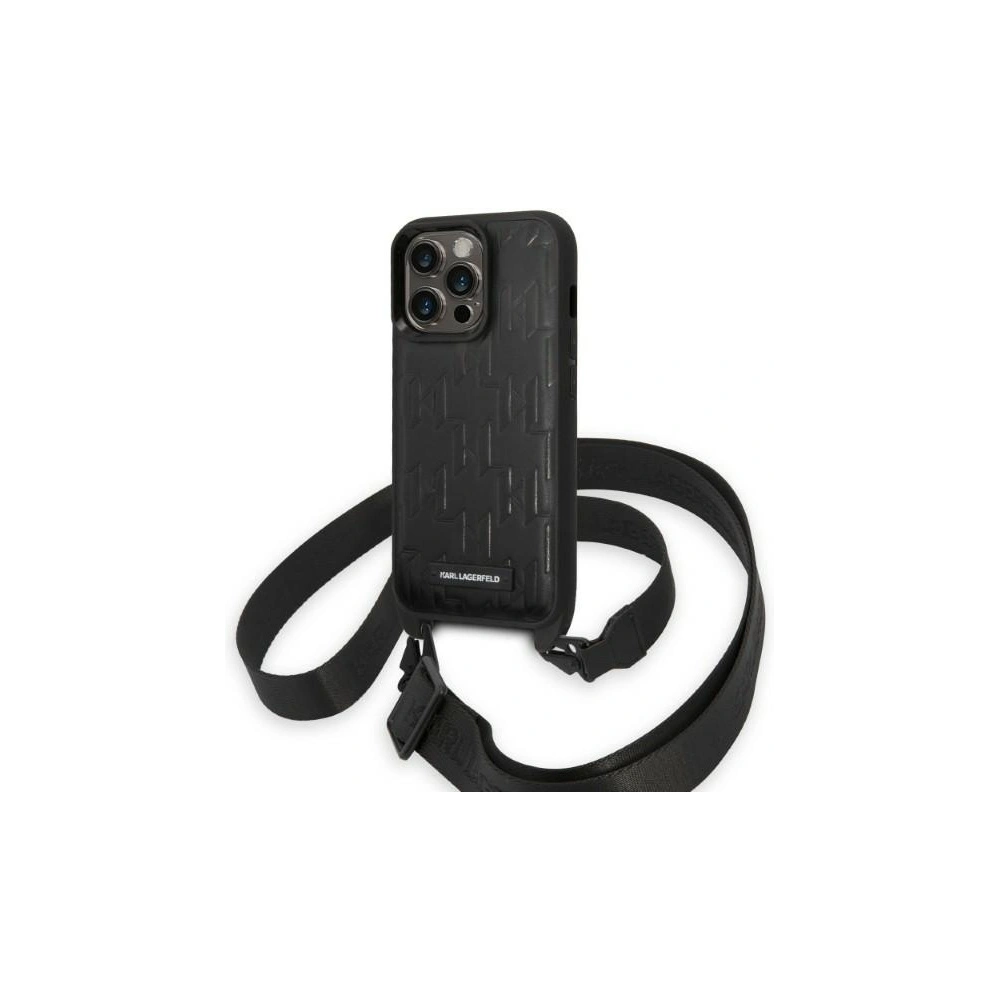 Etui Karl Lagerfeld KLHCP14XSTMMK Apple iPhone 14 Pro Max hardcase czarny/black Monogram Plaque Logo Strap