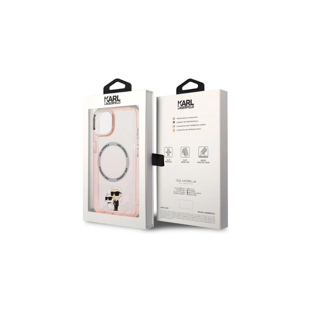 Etui Karl Lagerfeld KLHMP14MHNKCIPApple iPhone 14 Plus / 15 Plus hardcase różowy/pink Iconic Karl&Choupette Magsafe