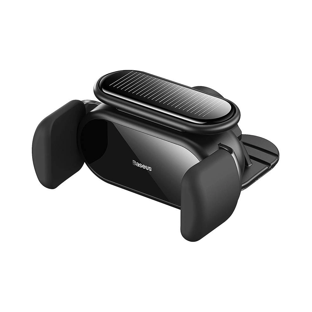 Uchwyt samochodowy elektryczny Baseus Steel Cannon Pro z ładowarką solarną (czarny)