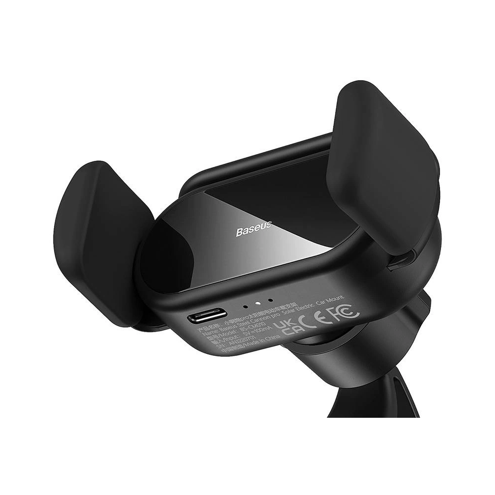 Uchwyt samochodowy elektryczny Baseus Steel Cannon Pro z ładowarką solarną (czarny)