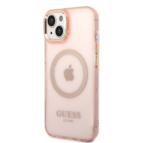 Kup Etui Guess GUHMP14SHTCMP Apple iPhone 14 różowy/pink hard case Gold Outline Translucent MagSafe - GUE2324 - {ean13} - Sklep Home Screen
