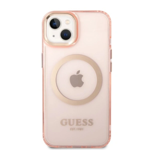 Kup Etui Guess GUHMP14SHTCMP Apple iPhone 14 różowy/pink hard case Gold Outline Translucent MagSafe - GUE2324 - {ean13} - Sklep Home Screen