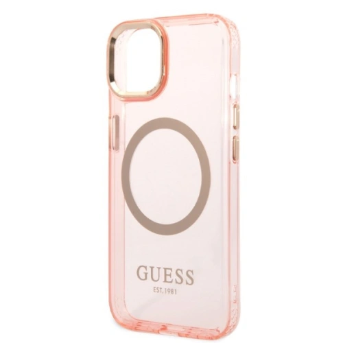 Kup Etui Guess GUHMP14SHTCMP Apple iPhone 14 różowy/pink hard case Gold Outline Translucent MagSafe - GUE2324 - {ean13} - Sklep Home Screen