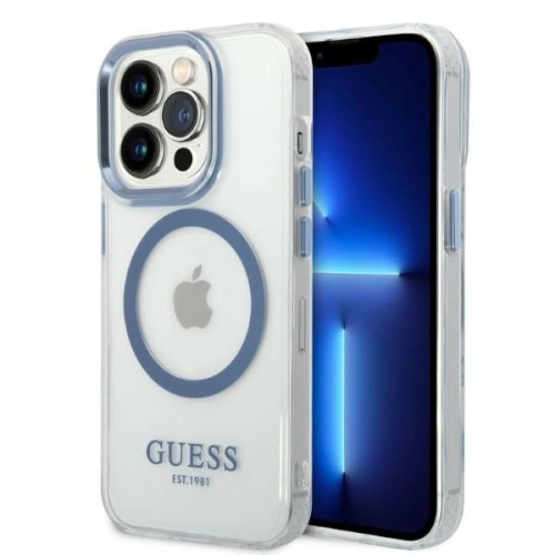 Kup Etui Guess GUHMP14XHTRMB Apple iPhone 14 Pro Max niebieski/blue hard case Metal Outline Magsafe - GUE2325 - {ean13} - Sklep Home Screen