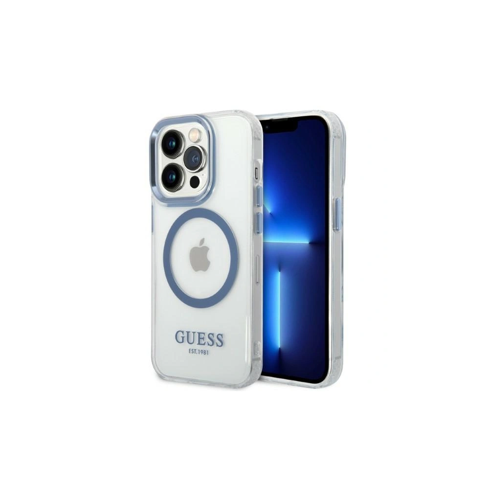Etui Guess GUHMP14XHTRMB Apple iPhone 14 Pro Max niebieski/blue hard case Metal Outline Magsafe