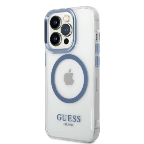 Kup Etui Guess GUHMP14XHTRMB Apple iPhone 14 Pro Max niebieski/blue hard case Metal Outline Magsafe - GUE2325 - {ean13} - Sklep Home Screen