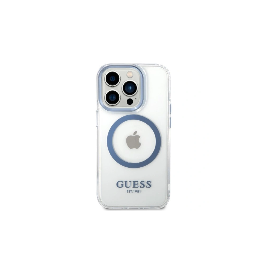 Etui Guess GUHMP14XHTRMB Apple iPhone 14 Pro Max niebieski/blue hard case Metal Outline Magsafe