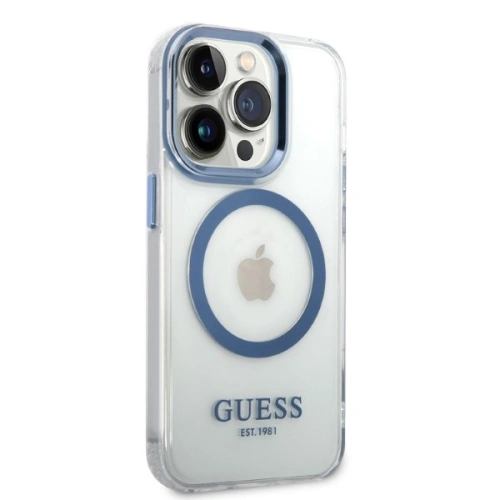 Kup Etui Guess GUHMP14XHTRMB Apple iPhone 14 Pro Max niebieski/blue hard case Metal Outline Magsafe - GUE2325 - {ean13} - Sklep Home Screen