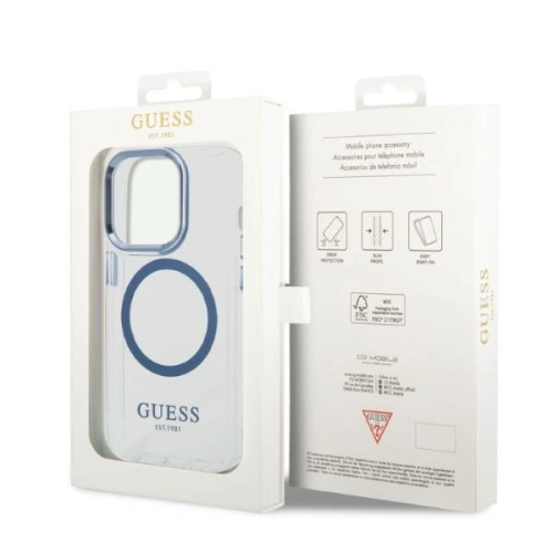 Kup Etui Guess GUHMP14XHTRMB Apple iPhone 14 Pro Max niebieski/blue hard case Metal Outline Magsafe - GUE2325 - {ean13} - Sklep Home Screen