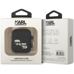 Kup Etui Karl Lagerfeld KLACA2SILKCK Apple AirPods 2/1 cover czarny/black Silicone Karl & Choupette - KLD1345 - {ean13} - Sklep Home Screen
