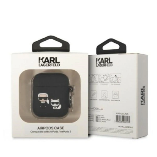 Kup Etui Karl Lagerfeld KLACA2SILKCK Apple AirPods 2/1 tok fekete/szürke szilikon Karl & Choupette - KLD1345 - {ean13} - Sklep Home Screen