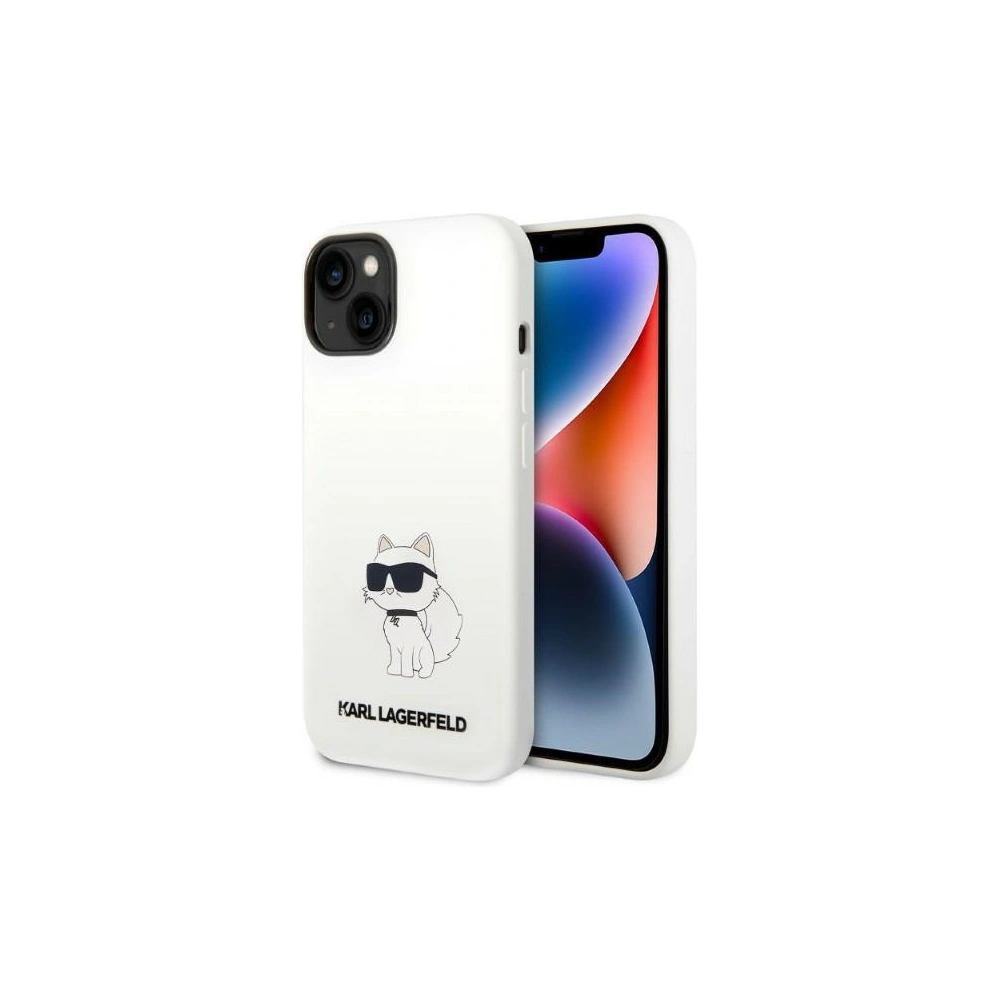 Etui Karl Lagerfeld KLHMP14MSNCHBCHApple iPhone 14 Plus / 15 Plus hardcase biały/white Silicone Choupette MagSafe