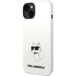 Etui Karl Lagerfeld KLHMP14MSNCHBCHApple iPhone 14 Plus / 15 Plus hardcase biały/white Silicone Choupette MagSafe