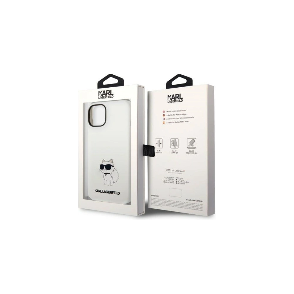 Etui Karl Lagerfeld KLHMP14MSNCHBCHApple iPhone 14 Plus / 15 Plus hardcase biały/white Silicone Choupette MagSafe