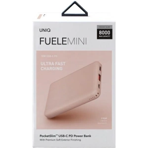Powerbank UNIQ Fuele mini 8000mAh USB-C 18W PD Fast charge różowy/pink