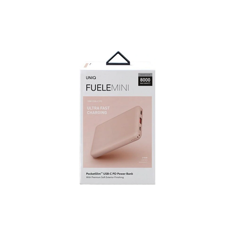 Powerbank UNIQ Fuele mini 8000mAh USB-C 18W PD Fast charge różowy/pink