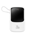 Baseus Qpow Digital Display Power Bank with Fast Charging 10000mAh 20W QC/PD/SCP/FCP with Built-in Lightning Cable White