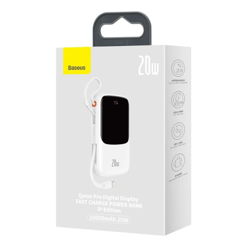 Kup Powerbank Baseus Qpow Display Digital 10000mAh 20W QC/PD/SCP/FCP + cablu Lightning alb - BSU3860 - {ean13} - Sklep Home Screen