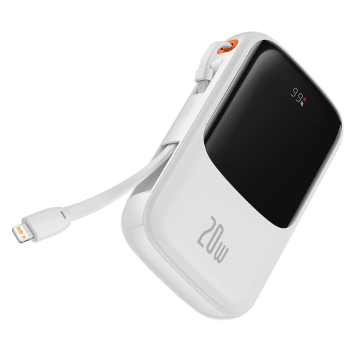 Kup Powerbank Baseus Qpow Display Digital 10000mAh 20W QC/PD/SCP/FCP + cablu Lightning alb - BSU3860 - {ean13} - Sklep Home Screen