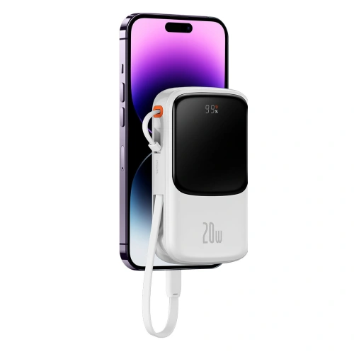 Kup Powerbank Baseus Qpow Display Digital 10000mAh 20W QC/PD/SCP/FCP + cablu Lightning alb - BSU3860 - {ean13} - Sklep Home Screen