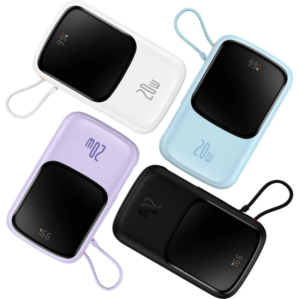 Powerbank Baseus Qpow Digital Display 10000mAh 20W QC/PD/SCP/FCP + kabel Lightning biały