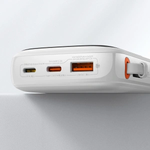 Powerbank Baseus Qpow Digital Display 10000mAh 20W QC/PD/SCP/FCP + kabel Lightning biały