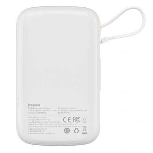 Kup Powerbank Baseus Qpow Display Digital 10000mAh 22,5W QC/PD/SCP/FCP + cablu USB-C alb - BSU3862 - {ean13} - Sklep Home Screen