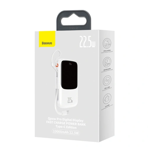 Kup Powerbank Baseus Qpow Display Digital 10000mAh 22,5W QC/PD/SCP/FCP + cablu USB-C alb - BSU3862 - {ean13} - Sklep Home Screen