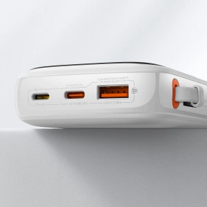 Powerbank Baseus Qpow Digital Display 10000mAh 22,5W QC/PD/SCP/FCP + kabel USB-C biały