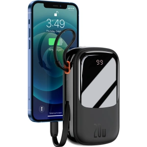 Powerbank Baseus Qpow Digital Display 20000mAh 20W QC/PD/SCP/FCP + kabel Lightning czarny